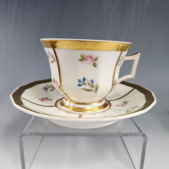 1890s George Demartine Limoges Double Handled Tea Cup & Demitasse Avenir France - Picture 4 of 10